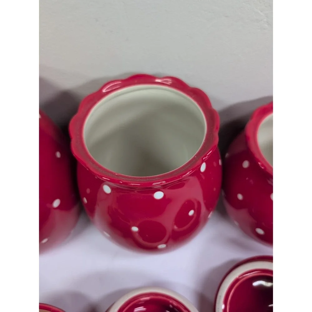Temptations Polka-Dot Red Canister Set 2 Qt/1.7 Qt/1.3 Qt - Oven/Dishwasher/Micr